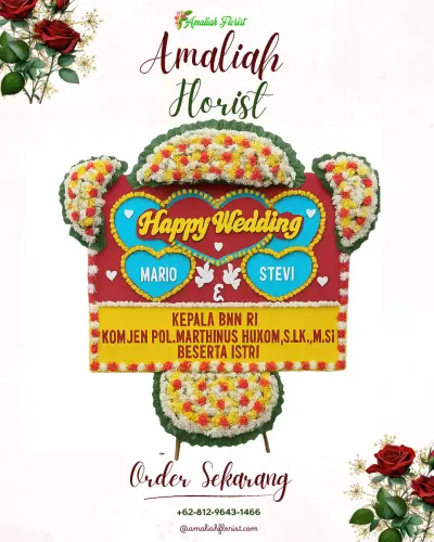 Karangan Papan Bunga Pernikahan di Kalibenda